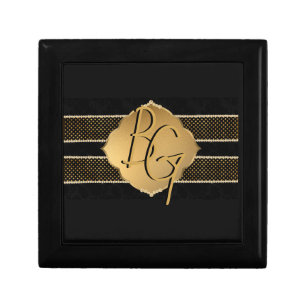 Elegant Gold Black Monogram Design Gift Box