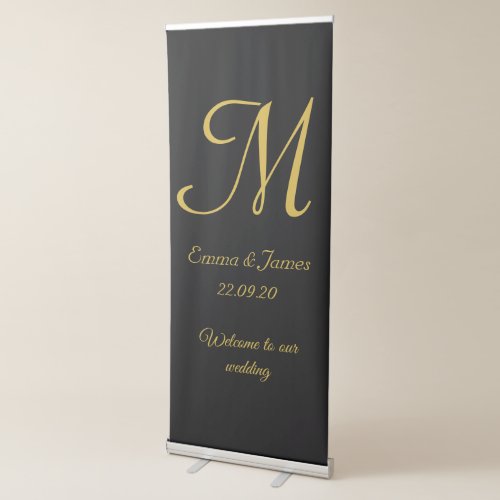 Elegant Gold  Black Monogram Initial Welcome Sign