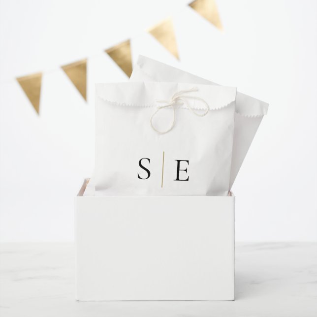 Elegant Gold Black Monogram Minimalist Favor Bag (Party)