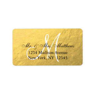 Elegant Gold Black Monogram Wedding Label