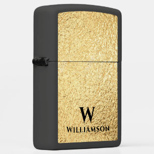 Elegant Gold Black Monogrammed Zippo Lighter