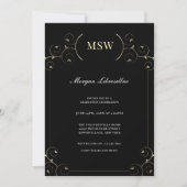 Elegant Gold Black MSW Graduation Party  Invitation (Front)