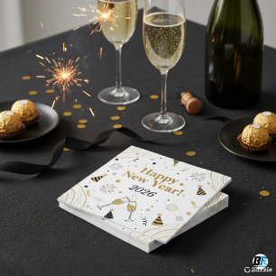 Elegant Gold & Black New Year ,Customizable Napkins