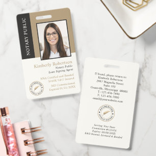 Elegant Gold Black Notary Public ID Badge