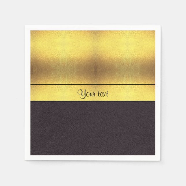 Elegant Gold & Black Paper Napkins (Front)