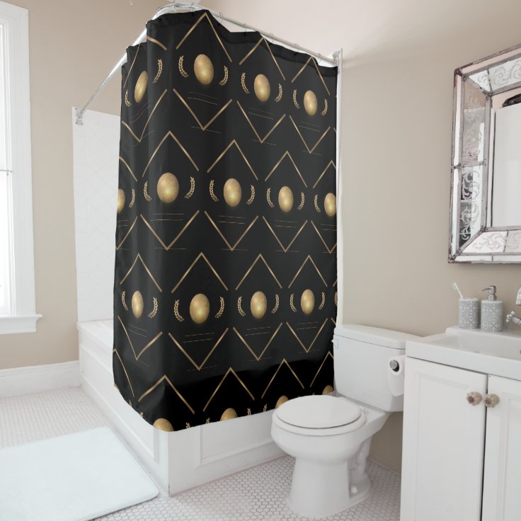 Elegant Gold Black Pattern Shower Curtain Zazzle