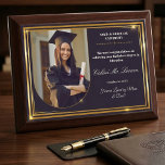 Elegant Gold & Black Personalized Graduation Photo Award Plaque<br><div class="desc">Commemorate years of hard work and academic dedication with a stunning keepsake that captures the essence of success. This sophisticated award plaque features a timeless gold and black color palette, providing a professional backdrop for a graduate's favorite portrait and school achievements. Whether displayed on a home office desk or a...</div>