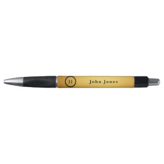 Elegant Gold Black Personalized Monogram Initials Pen
