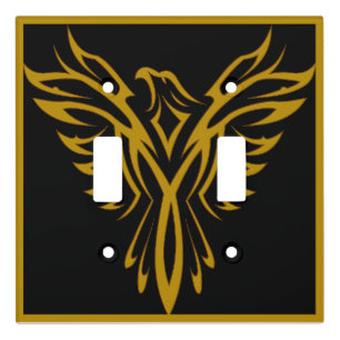 Elegant Gold & Black Phoenix Rising Bird Light Switch Cover