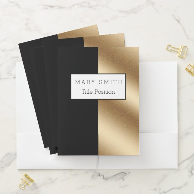 Elegant Gold Black Pocket Folder (In Situ)