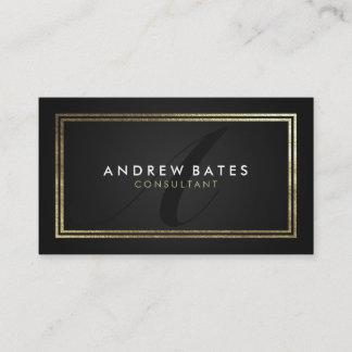 Elegant gold black professional modern monogram business card