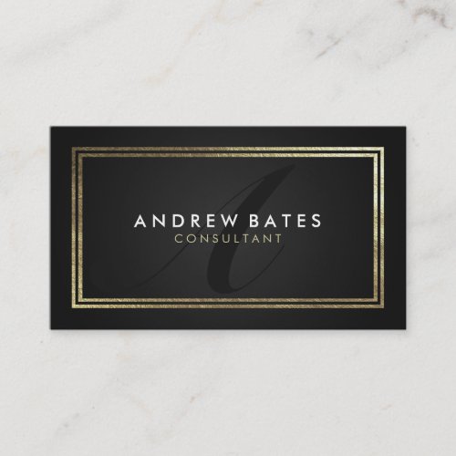 Elegant gold black professional modern monogram business card