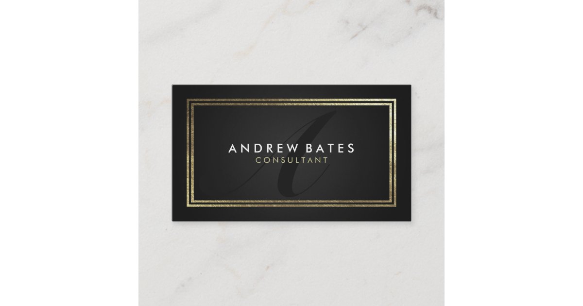 Elegant gold black professional modern monogram business card | Zazzle