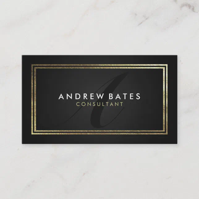 Elegant gold black professional modern monogram business card | Zazzle