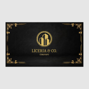 Elegant Gold & Black Real Estate Business Card Clear Business Cards