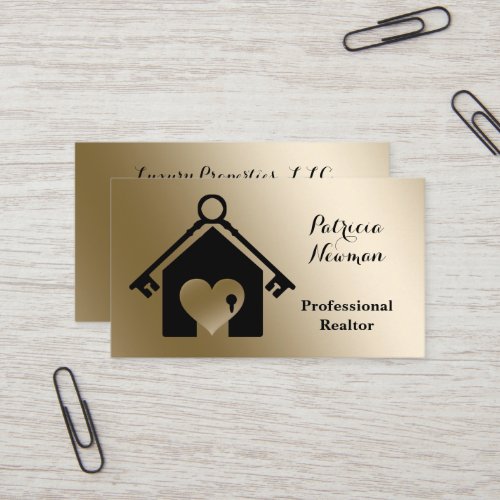 Elegant Gold Black Realtor Business Card