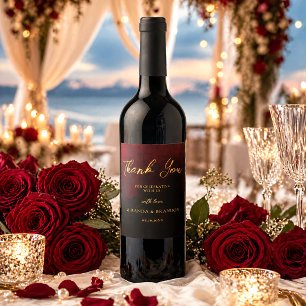 Elegant Gold Black Red Wedding Wine Label