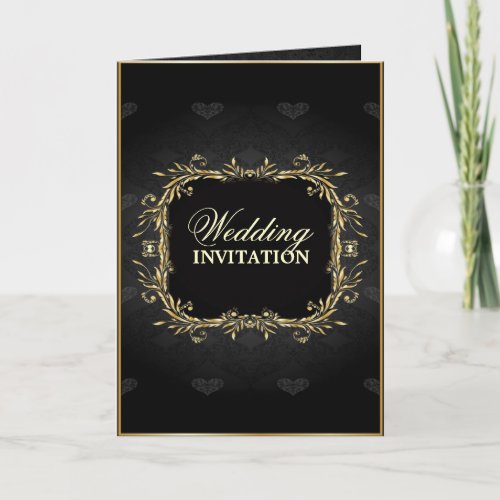 Elegant Gold black Regal formal Wedding Invitation