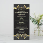 Elegant Gold black Regal Wedding Reception Menu (Standing Front)