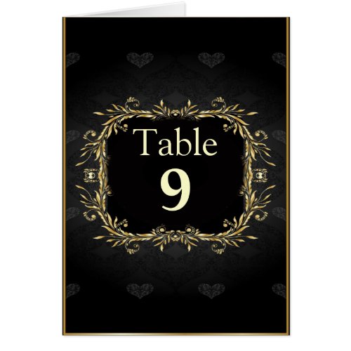 Elegant Gold black Regal Wedding Table Number