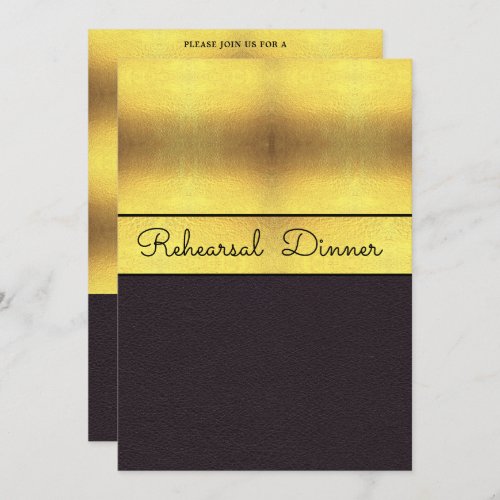 Elegant Gold  Black Rehearsal Dinner Invitation