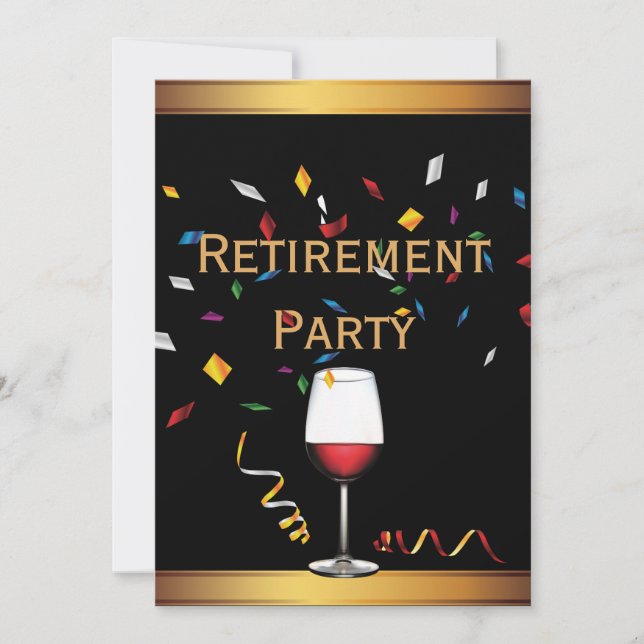 Elegant Gold & Black Retirement Party Invitations (Front)