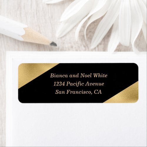 Elegant Gold  Black Return Address Labels