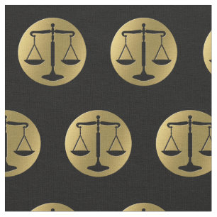 Elegant Gold Black Scales of Justice   Lawyer Fabric