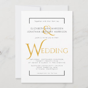 Elegant Gold & Black Scripture Religious Wedding Invitation