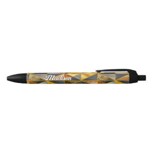 Elegant gold black silver geometric triangles  pen