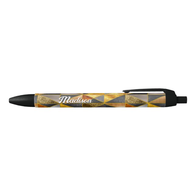 Elegant gold black silver geometric triangles  pen (Top)