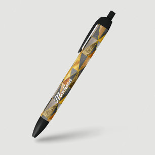 Elegant gold black silver geometric triangles pen