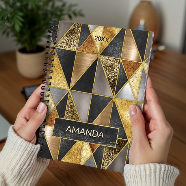 Elegant gold black silver geometric triangles planner (Creator Uploaded)