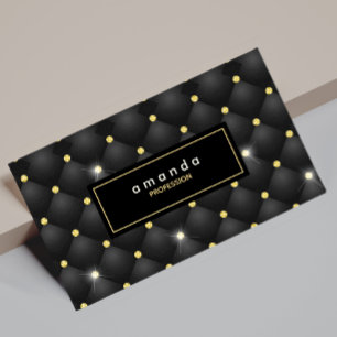 Elegant gold black sparkly glitter monogram business card magnet