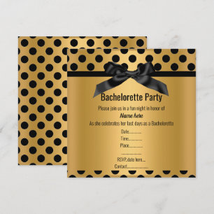 ELEGANT GOLD BLACK SPOT BACHELORETTE PARTY INVITATION