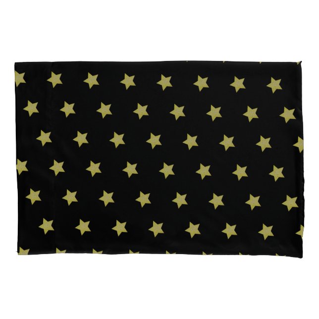 Elegant Gold & Black Star Pattern  Pillow Case (Front)
