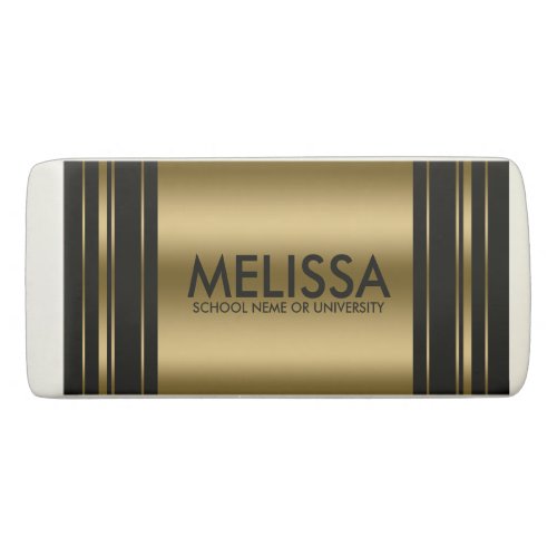 Elegant Gold  Black Stripes Design Eraser