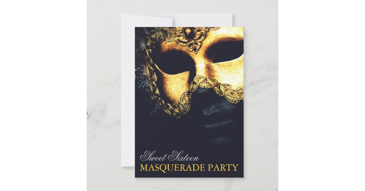 Elegant Gold Black Sweet 16 Masquerade Invitations Zazzle