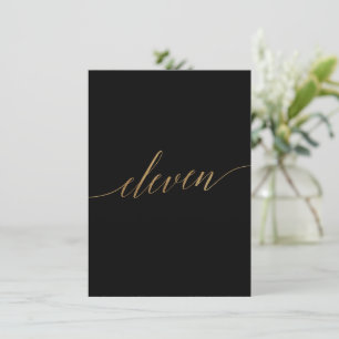 Elegant Gold & Black Table Eleven Table Number