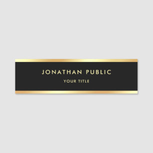 Elegant Gold Black Template Modern Professional Name Tag