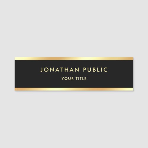 Elegant Gold Black Template Modern Professional Name Tag