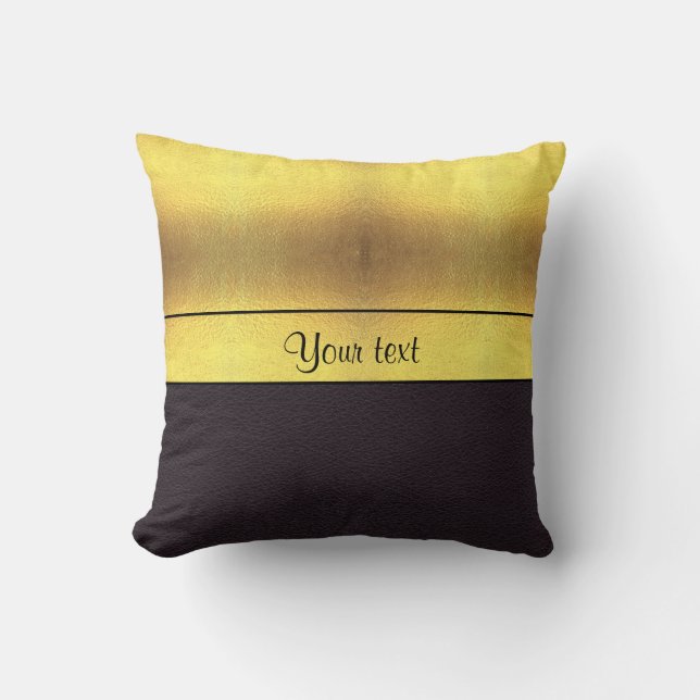 Elegant Gold & Black Throw Pillow (Front)
