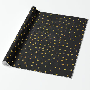 Elegant Gold & Black Triangles Wrapping Paper