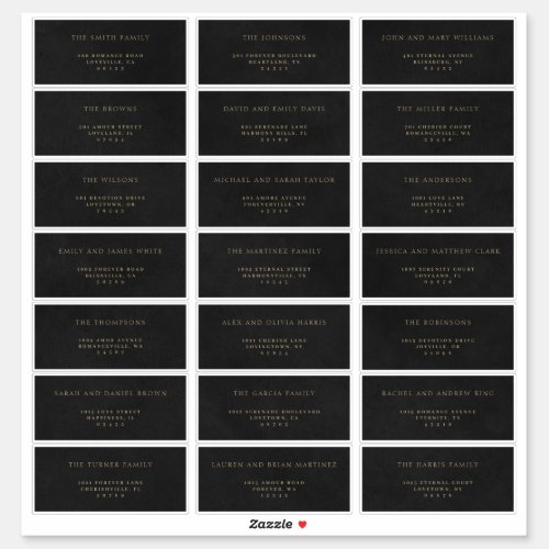 Elegant Gold  Black Velvet Guest Address Labels