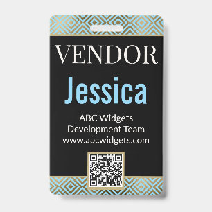 Elegant Gold Black Vendor Convention Name Badge