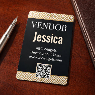 Elegant Gold Black Vendor Convention Name Badge