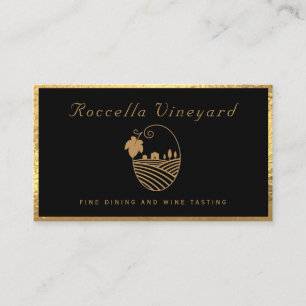 Elegant Gold black Vinyard Wine Winery Business Card