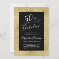 Elegant Gold Black Virtual 50th Birthday Party