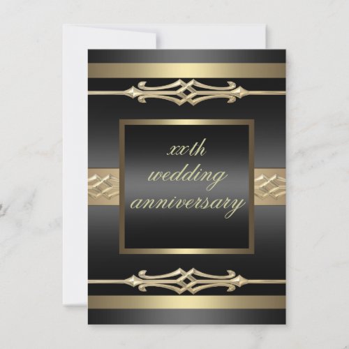 Elegant GoldBlack wedding anniversary Invite