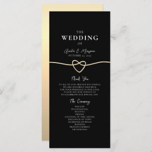 Elegant Gold Black Wedding Ceremony Program